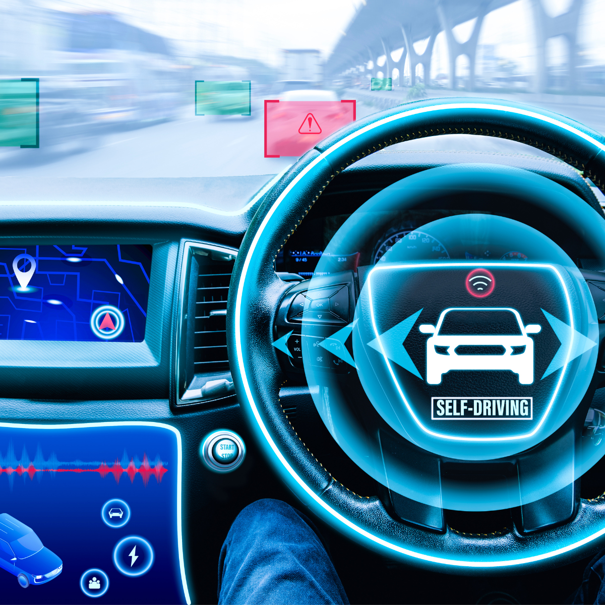 Diagram showing the levels of self-driving car automation from Level 0 to Level 5