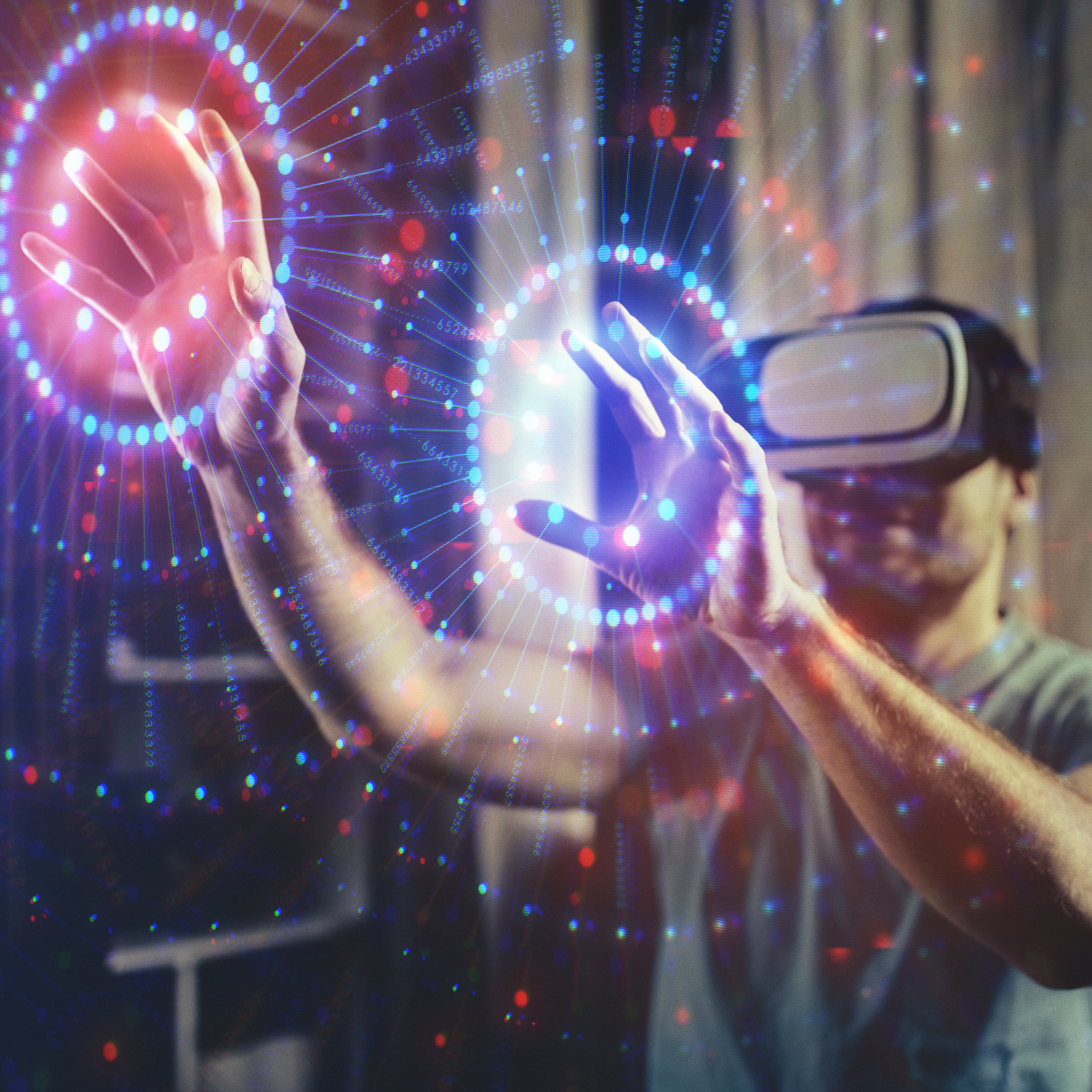 Close-up of an expensive VR headset placed on a desk.